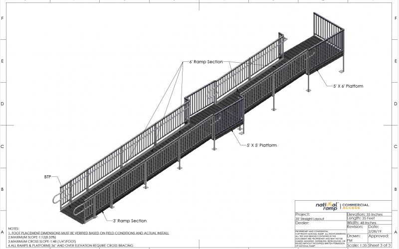 35′ Straight Ramp Layout Downloads Commercial Access Wheelchair
