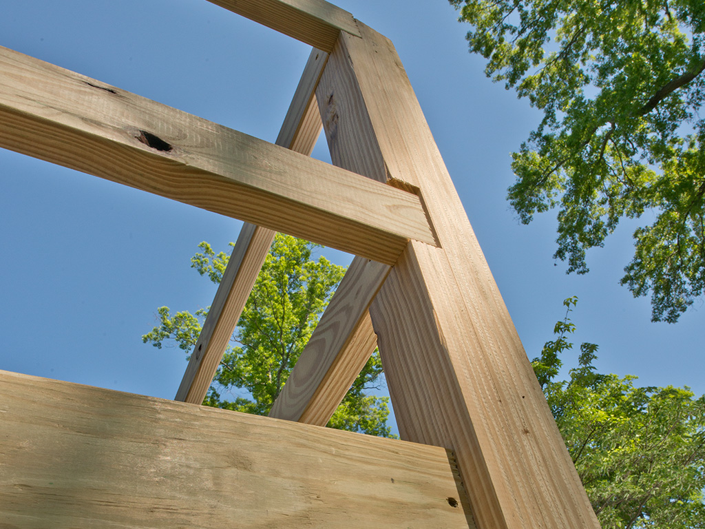 close-up of wooden ramp