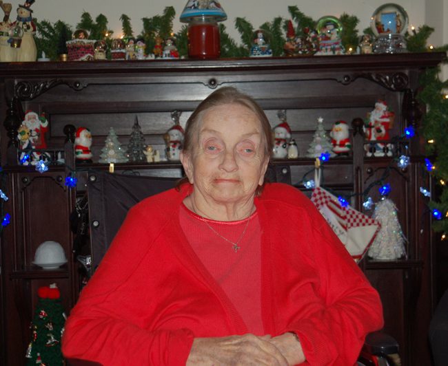 elderly woman at Christmas